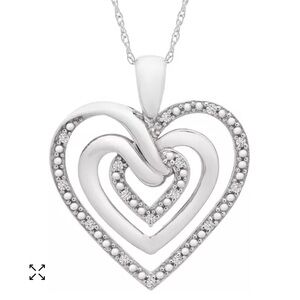 Elegant Sterling Silver Multi-Heart Pendant‎ Necklace